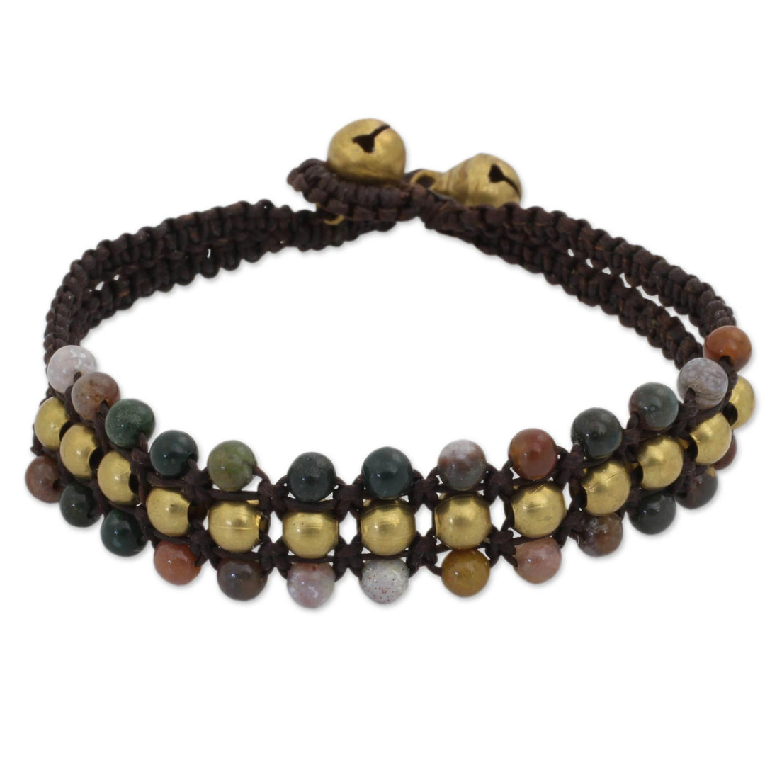 Jasper and Brass Wristband Bracelet - Colors of Joy