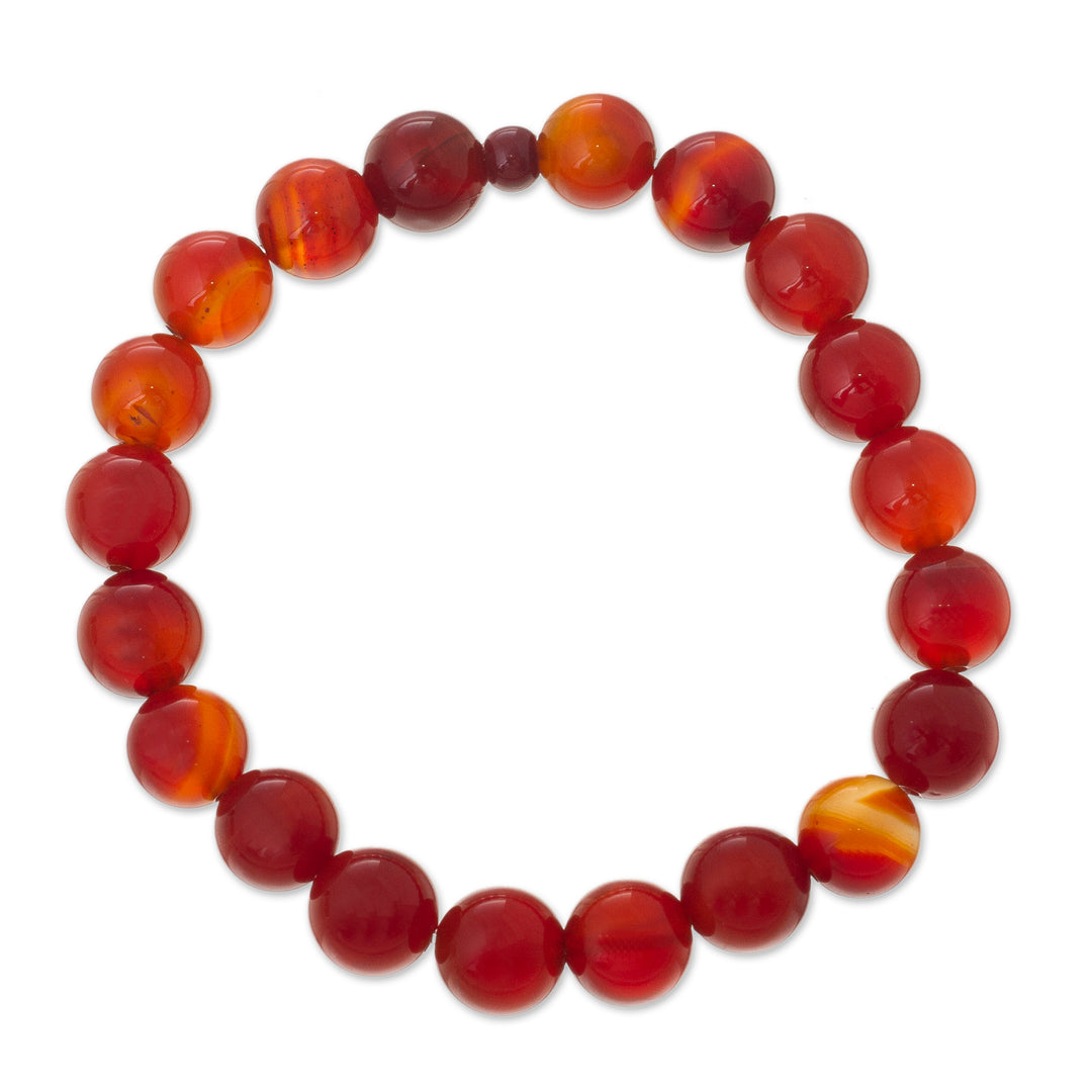 Handmade Red Carnelian Stretch Bracelet from Peru - Peruvian Passion