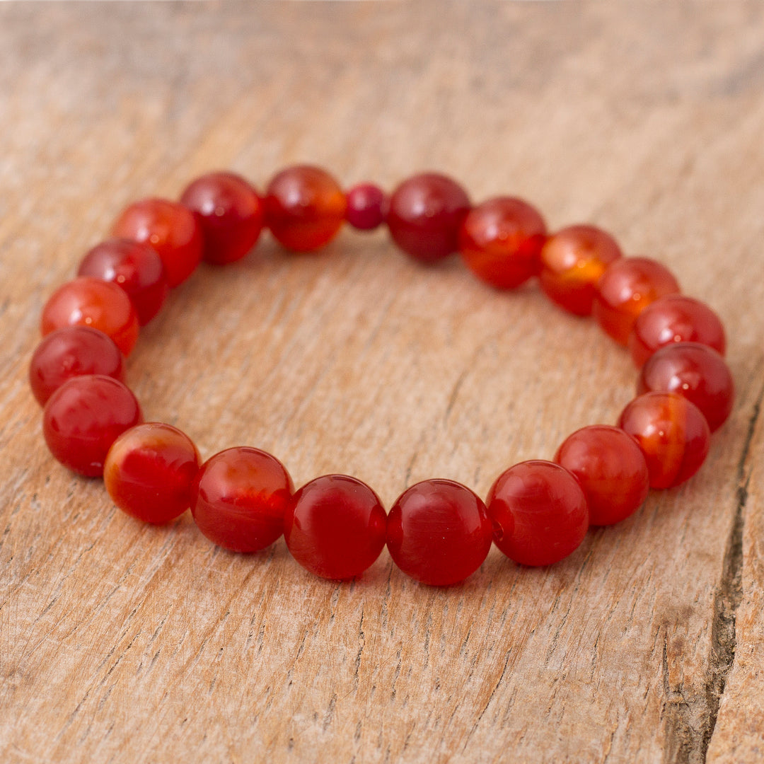 Handmade Red Carnelian Stretch Bracelet from Peru - Peruvian Passion