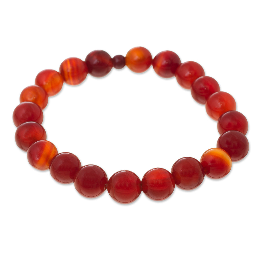 Handmade Red Carnelian Stretch Bracelet from Peru - Peruvian Passion