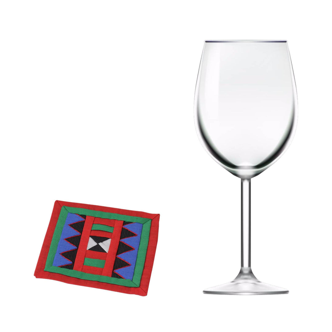 Handwoven Lahu Hill Tribe Red and Green Cotton Coasters - Festivities