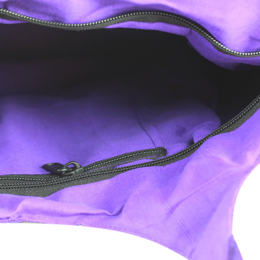 Purple Tote Handbag with Golden Block Prints - Purple in Kutch