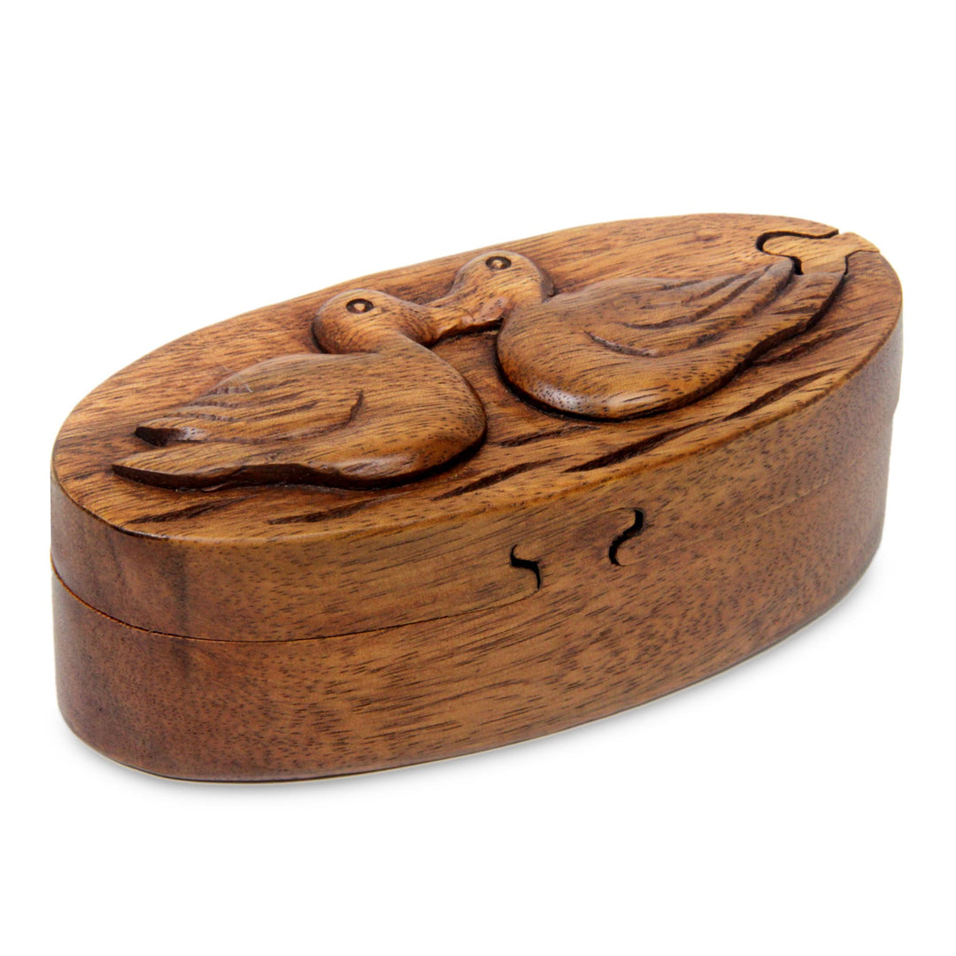 Duck Theme Wood Puzzle Box - Duckling Romance