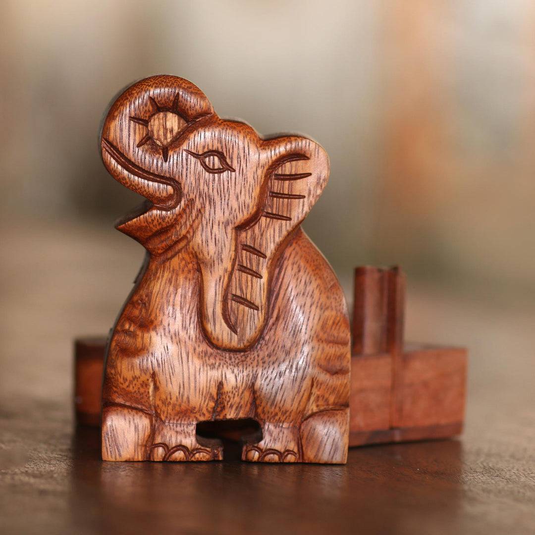 Elephant Theme Wood Puzzle Box - Elephant Secret