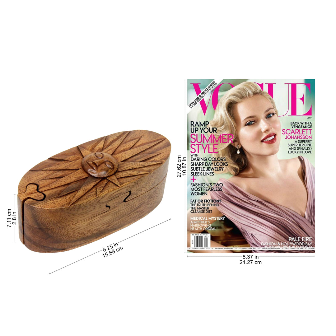 Sunshine Theme Wood Puzzle Box - Balinese Sun