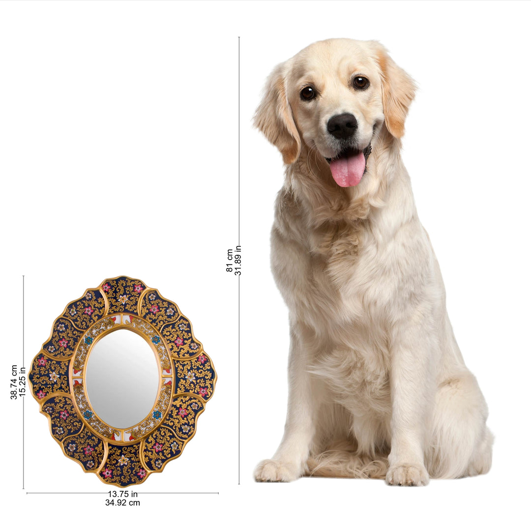 Handcrafted Andean Reverse Painted Glass Wall Mirror - Garden Gold