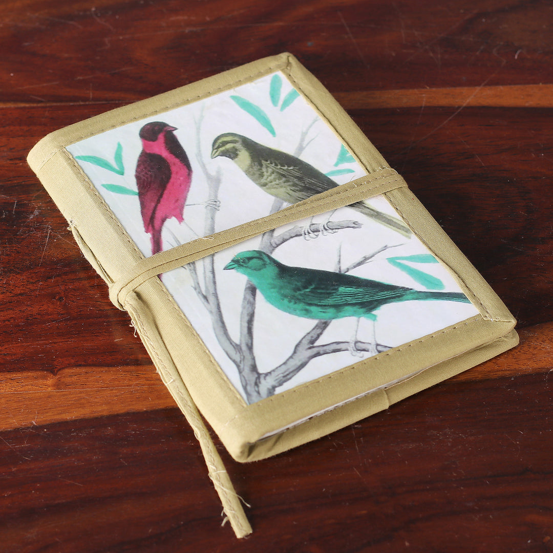 48-page Handmade Paper Handcrafted Journal - Sparrows