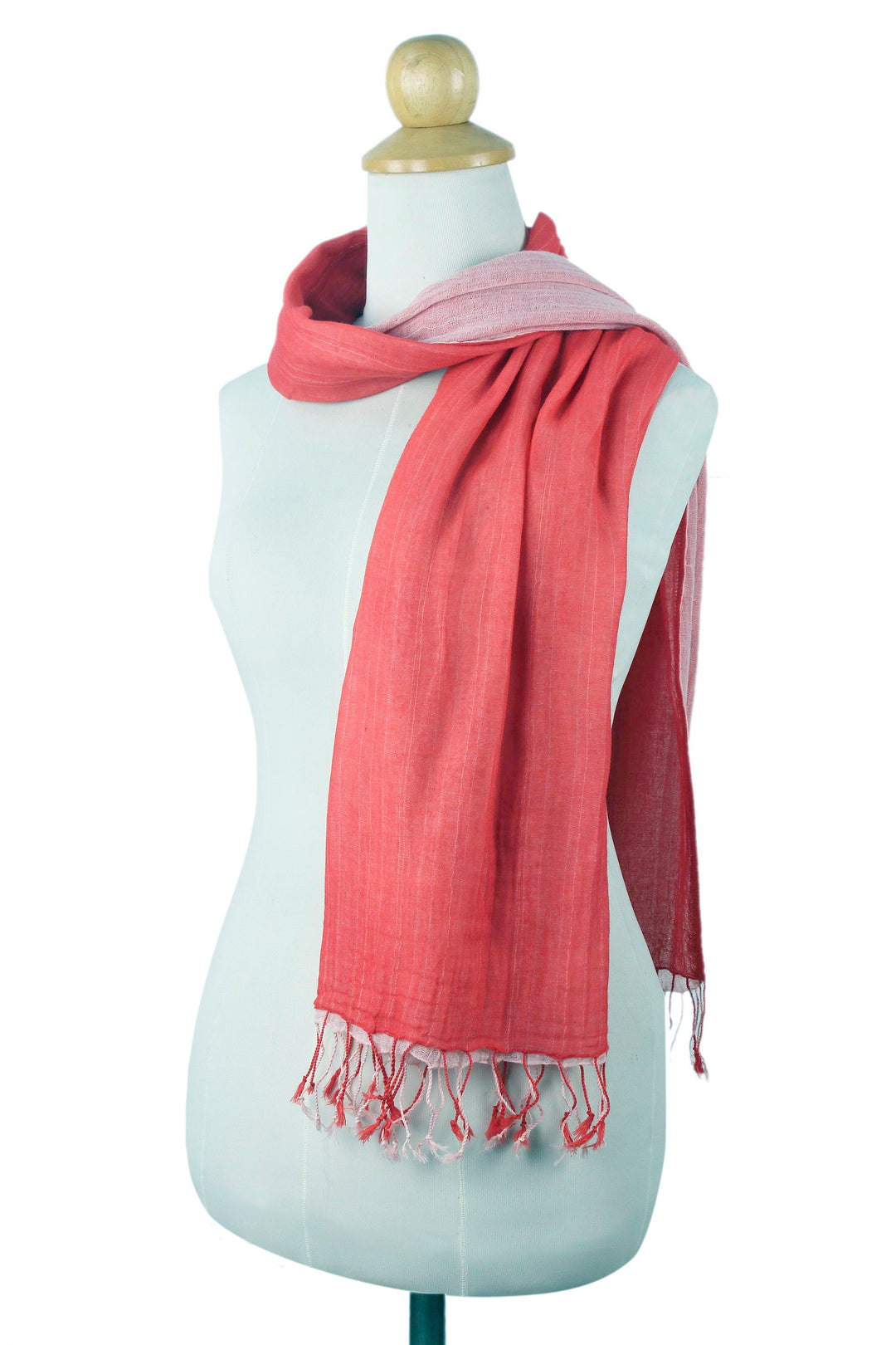 Thai Red and Pink Cotton Scarf - Red Duo