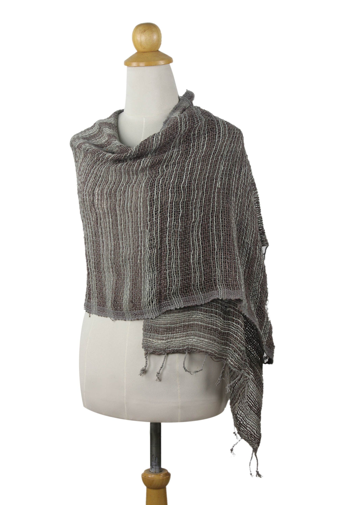 Thai Brown and Grey Cotton Scarf - Breezy Brown and Grey