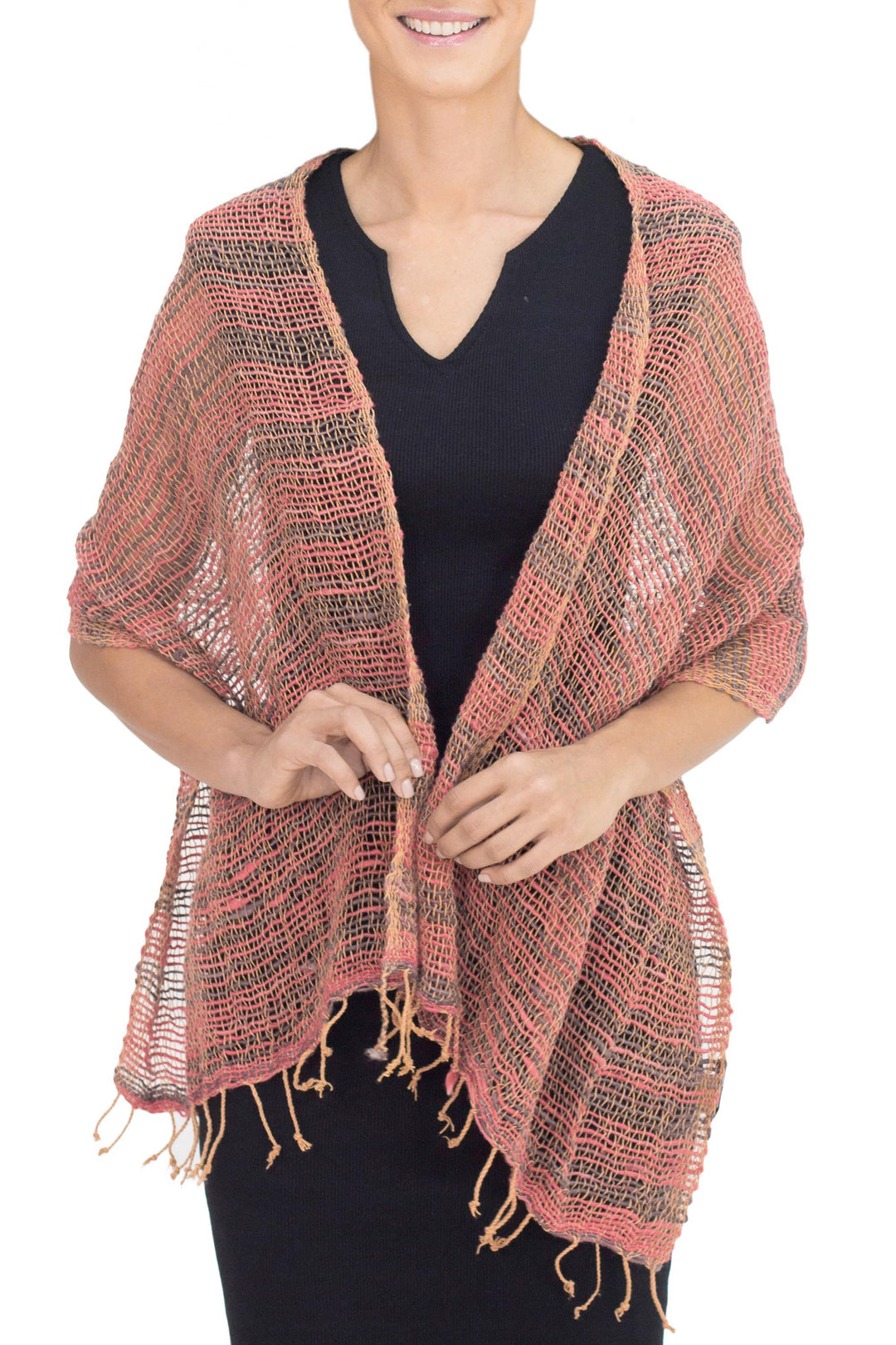 Thai Red and Grey Cotton Scarf - Breezy Red and Grey