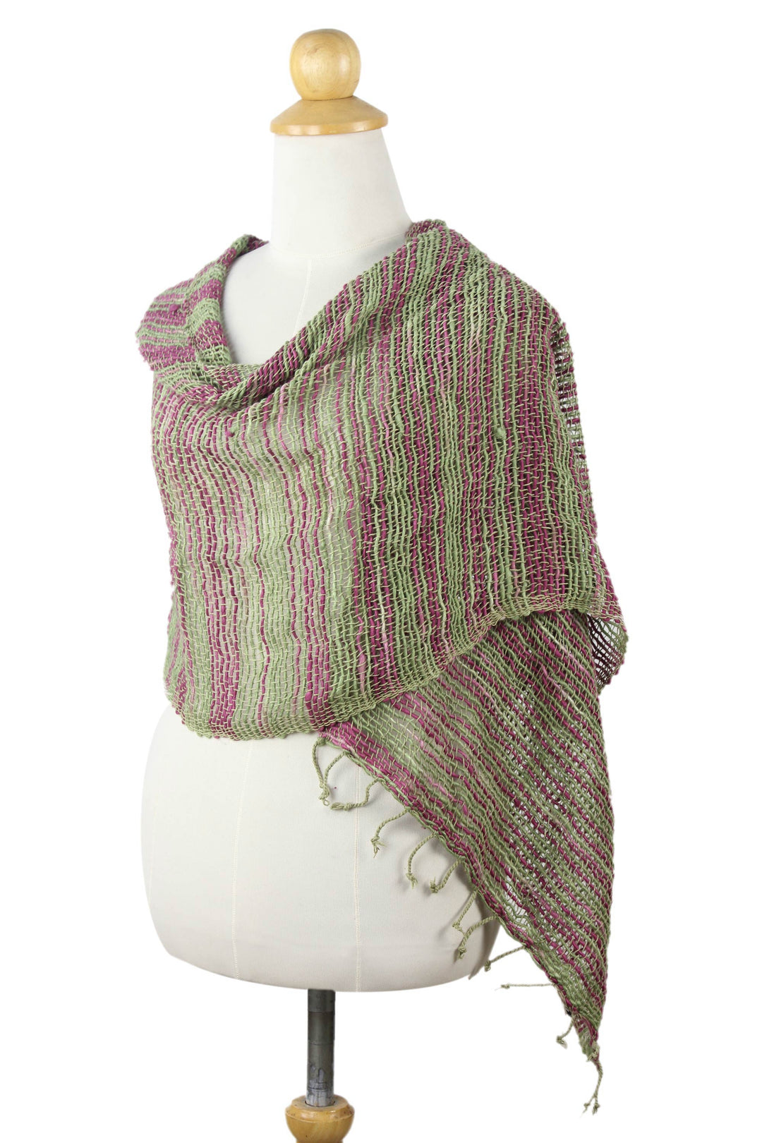 Thai Green and Violet Cotton Scarf - Breezy Green and Violet