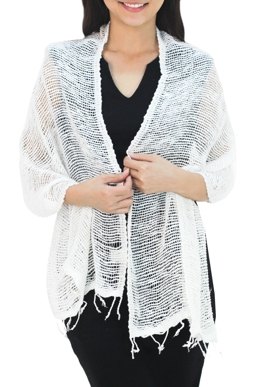 Thai White Cotton Scarf - Breezy White