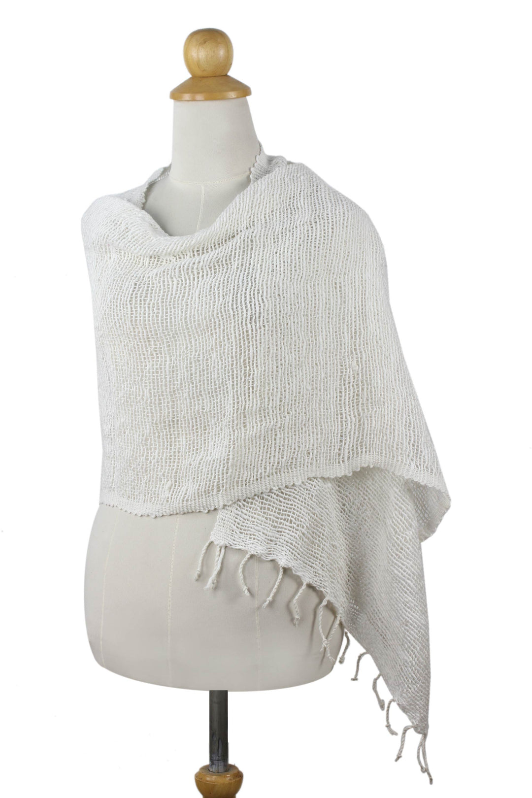 Thai White Cotton Scarf - Breezy White