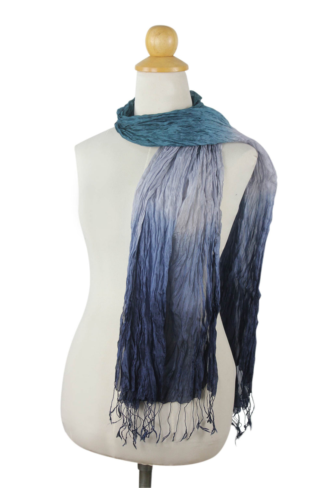 Blue Green Grey Silk Scarf - Sweet Transition