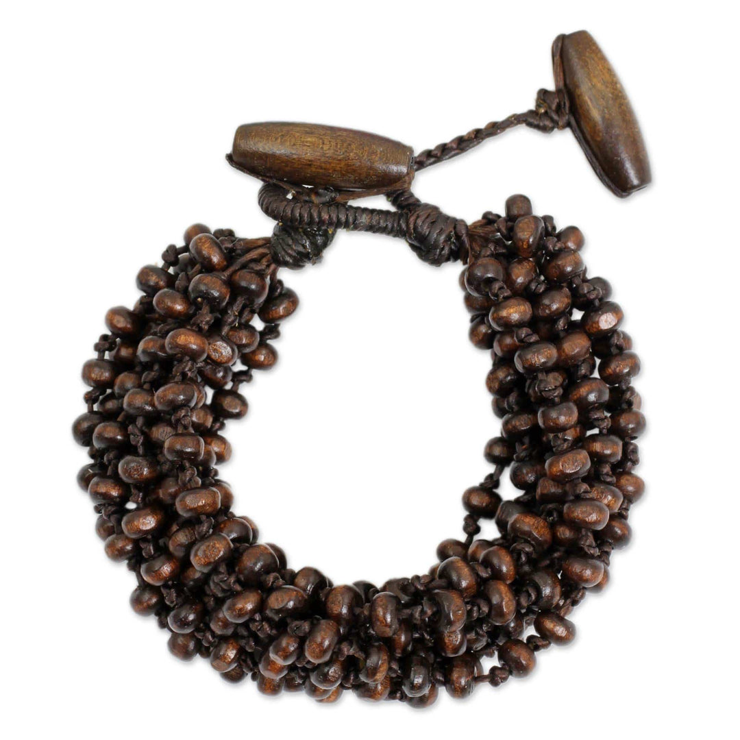 Brown Torsade Bracelet Wood Beaded Jewelry - Sukhothai Belle