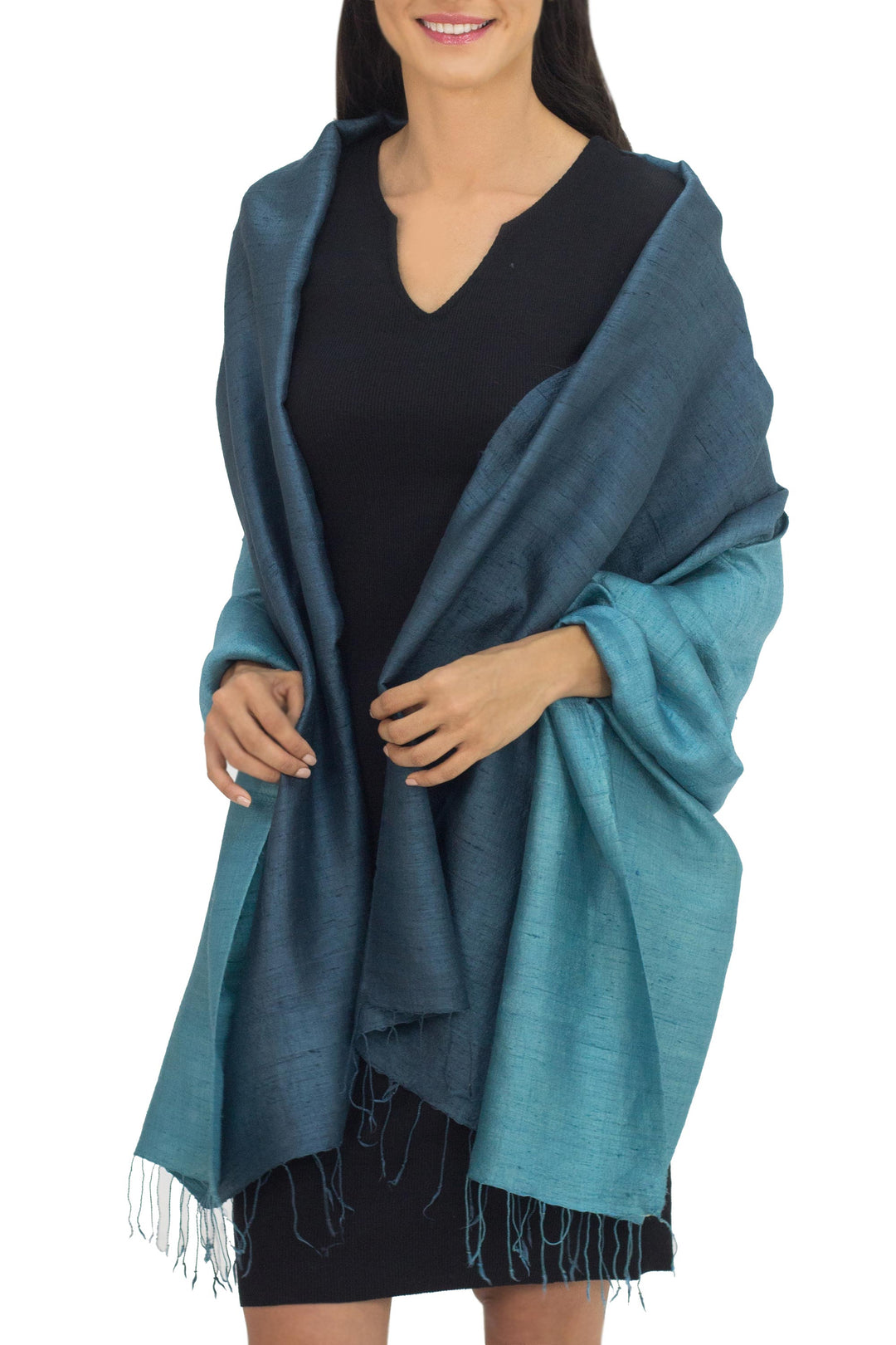 Artisan Crafted Silk Shawl - Shimmering Green