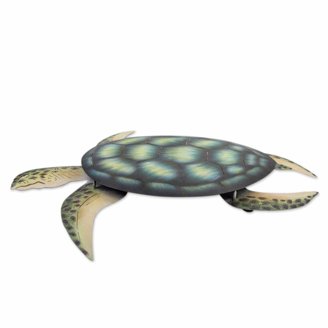Handmade Green Turtle Wall Sculpture - Sea Turtle