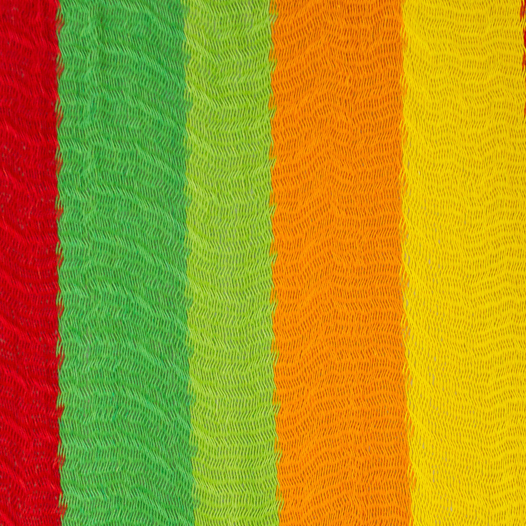 Green and Yellow Cotton Maya Hammock with Red Trim - Colima