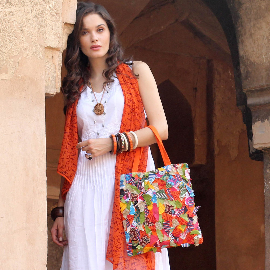 Multi Color Patchwork on Cotton Shoulder Bag - Beautiful Chaos