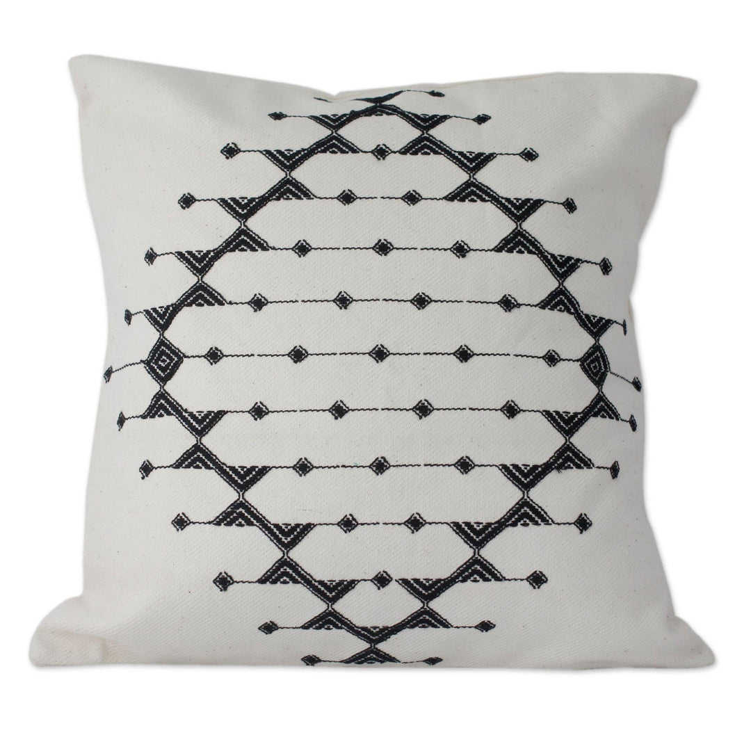 Cotton Patterned Black and Off White Cushion Covers (Pair) - Monochrome Galaxy