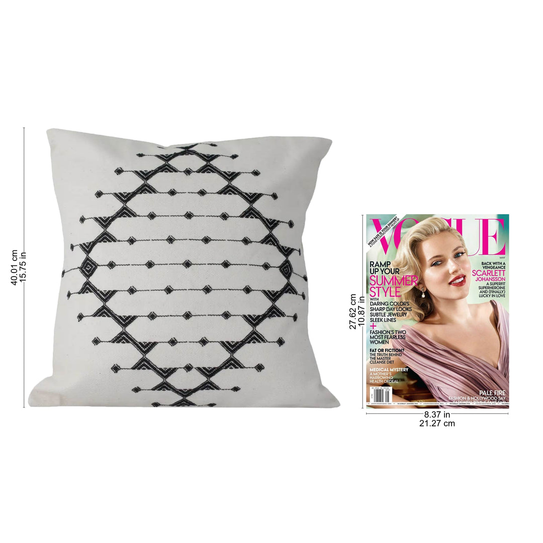Cotton Patterned Black and Off White Cushion Covers (Pair) - Monochrome Galaxy