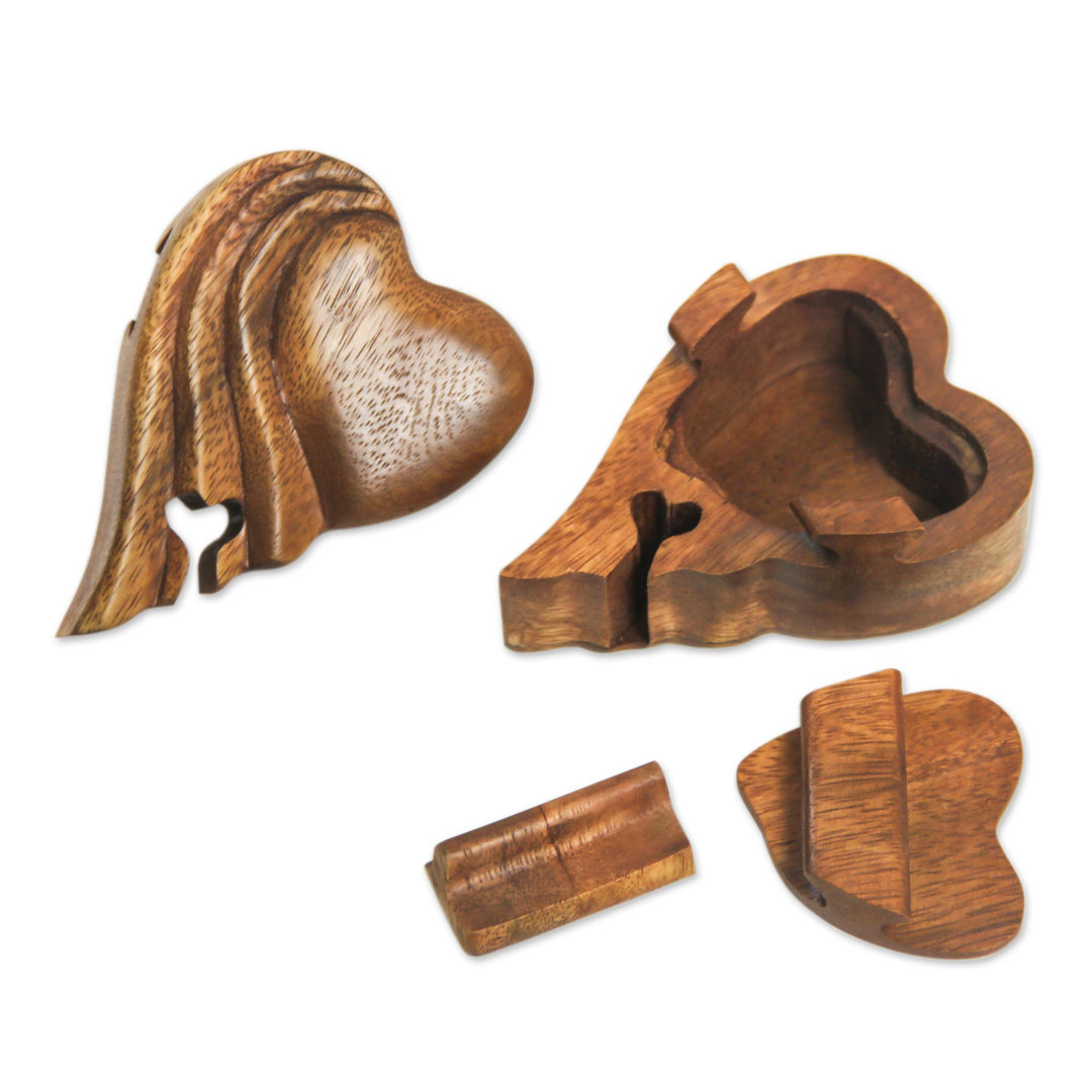 Heart-shaped Wood Puzzle Box - Flying Heart