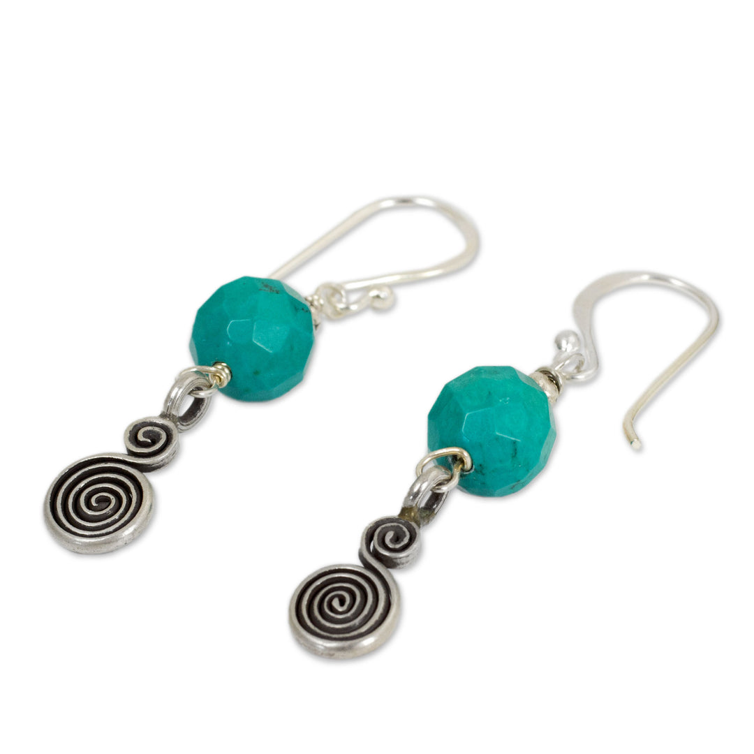 Handcrafted Dangle Earrings with Blue Calcite and Silver 950 - Mesmerizing Moon