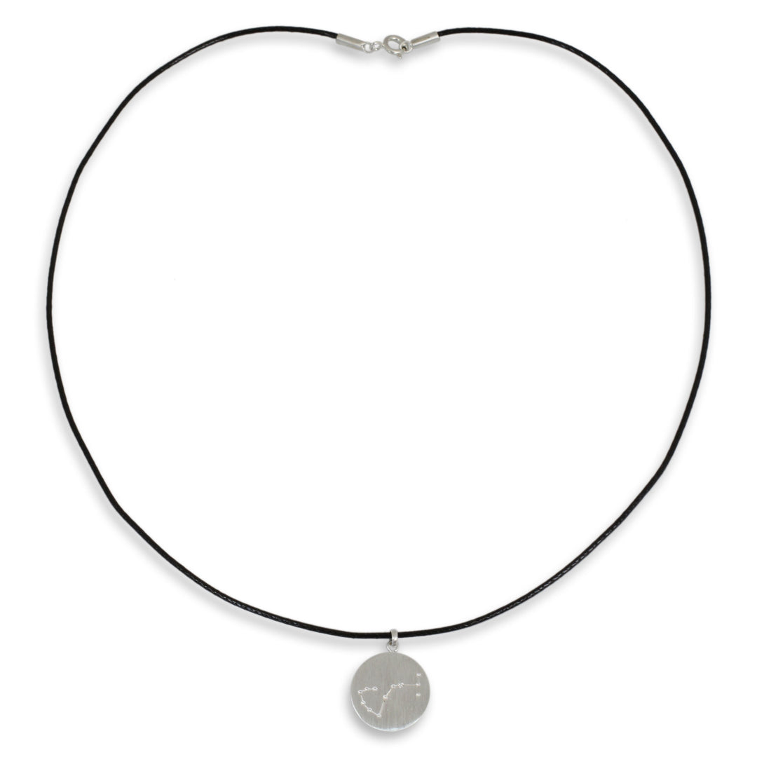 Silver Pendant Necklace of Scorpio with White Topaz Stone - Constellation: Scorpio