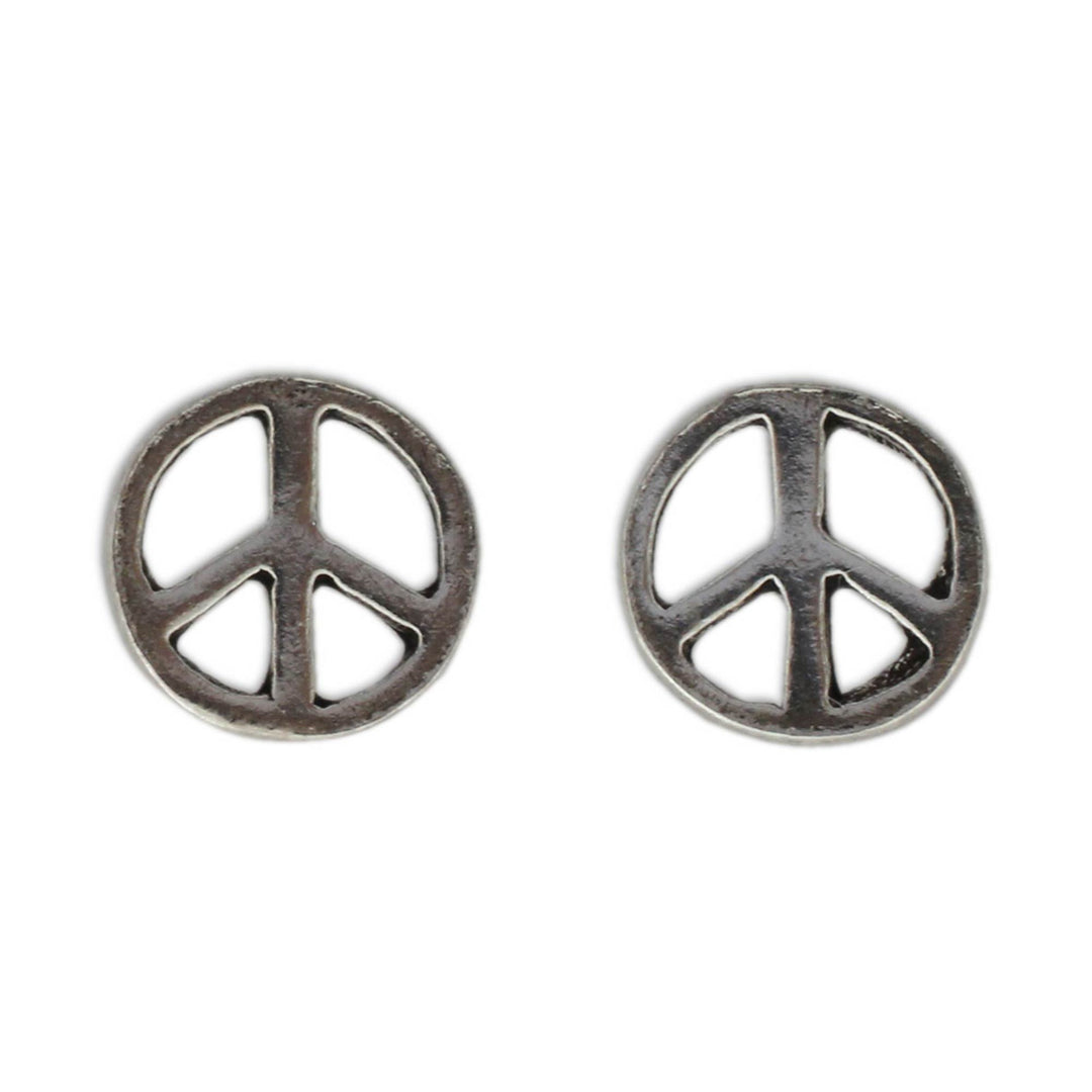 Sterling Silver Peace Symbol Stud Earrings from Thailand - Peace Sign