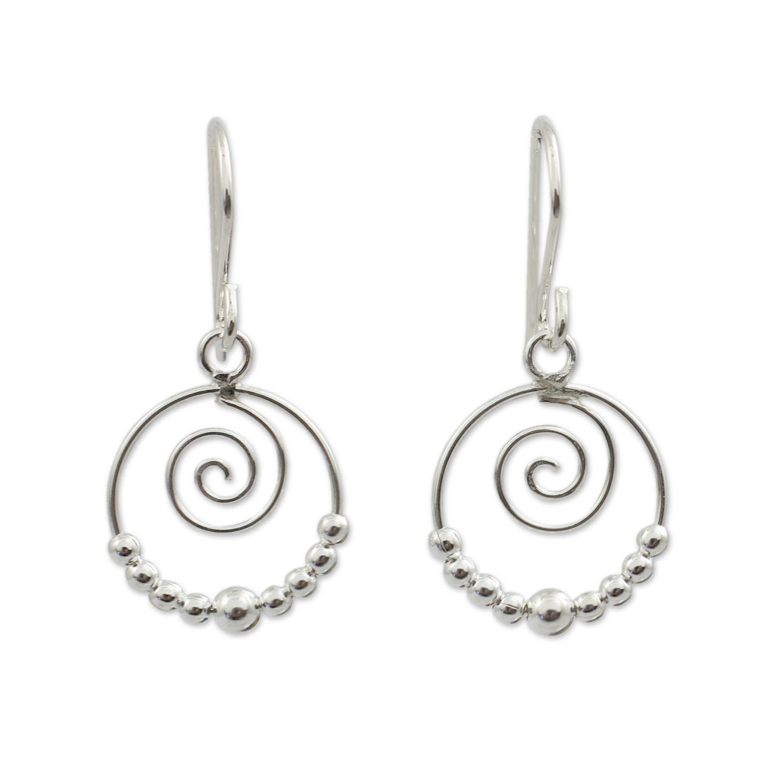 Handcrafted Sterling Silver Dangle Earrings with Spirals - Whirl