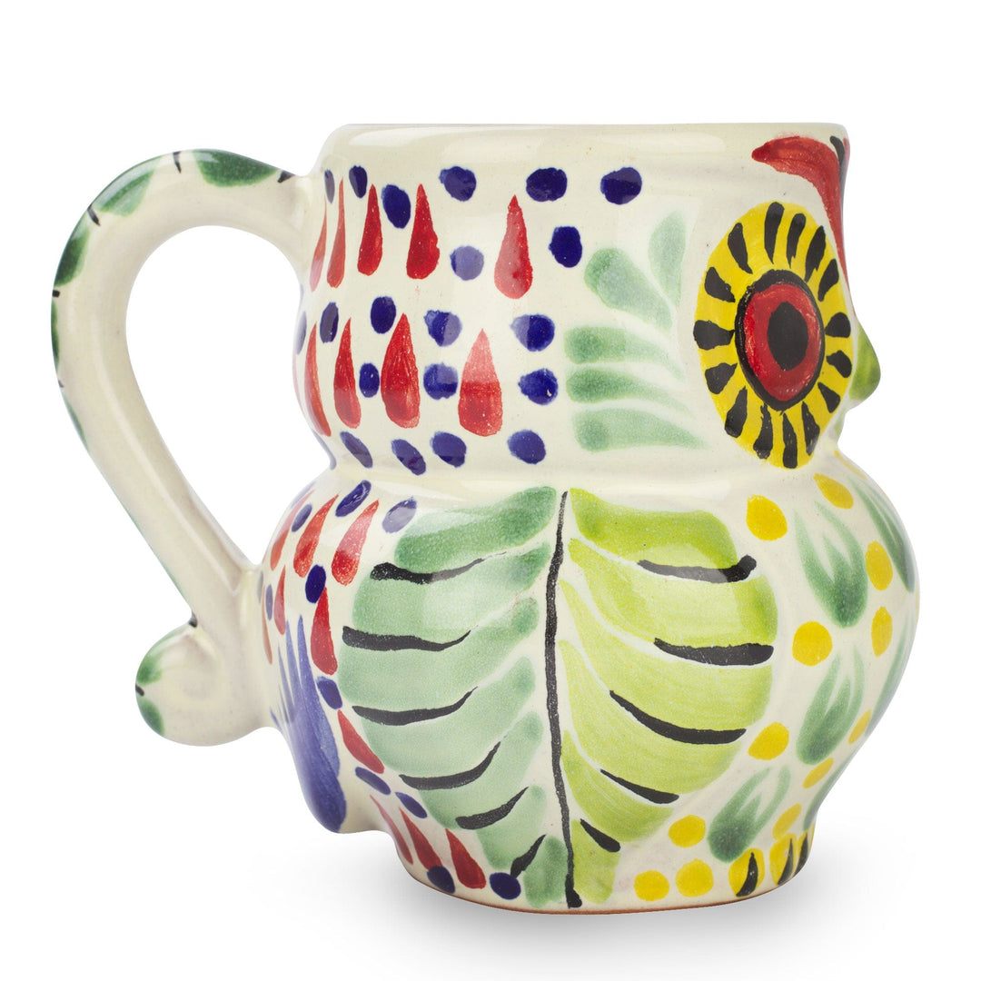 Artisan Crafted Majolica Ceramic Bird Mugs (Pair) - Owl Hospitality