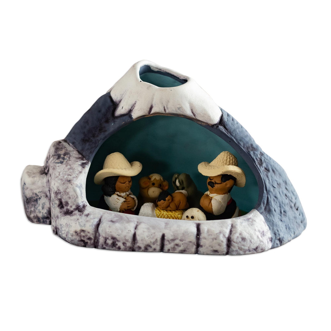 Handpainted Traditional Nativity Scene from Peru - Within Misti