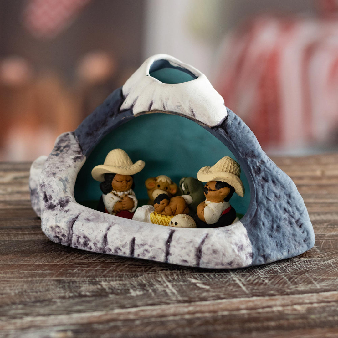 Handpainted Traditional Nativity Scene from Peru - Within Misti