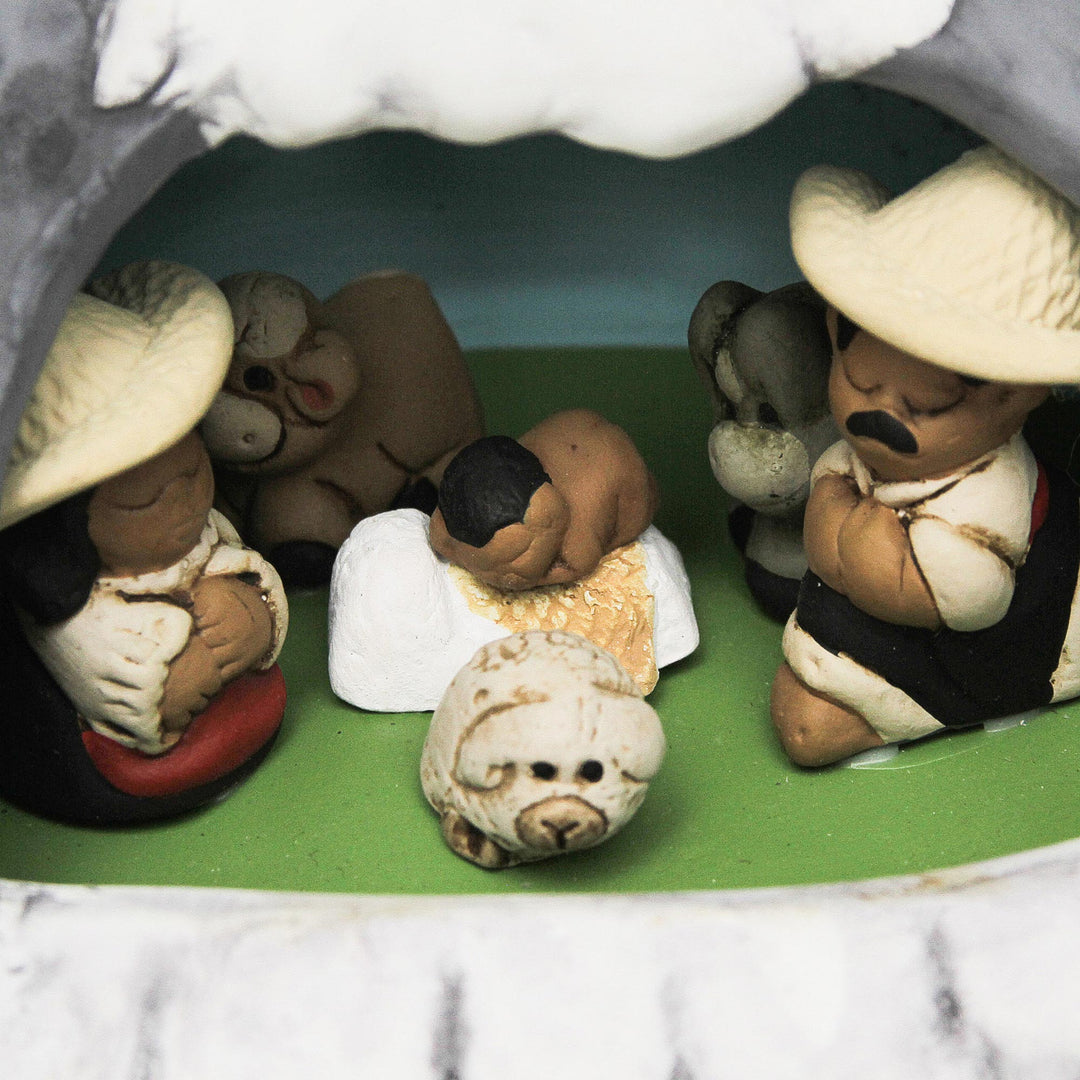 Handpainted Traditional Nativity Scene from Peru - Within Misti