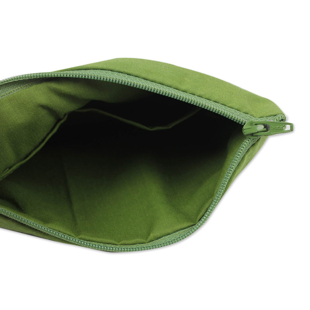 Fair Trade Lime Green Cotton Blend Makeup Bags (pair) - Exotic Lisu in Lime Green