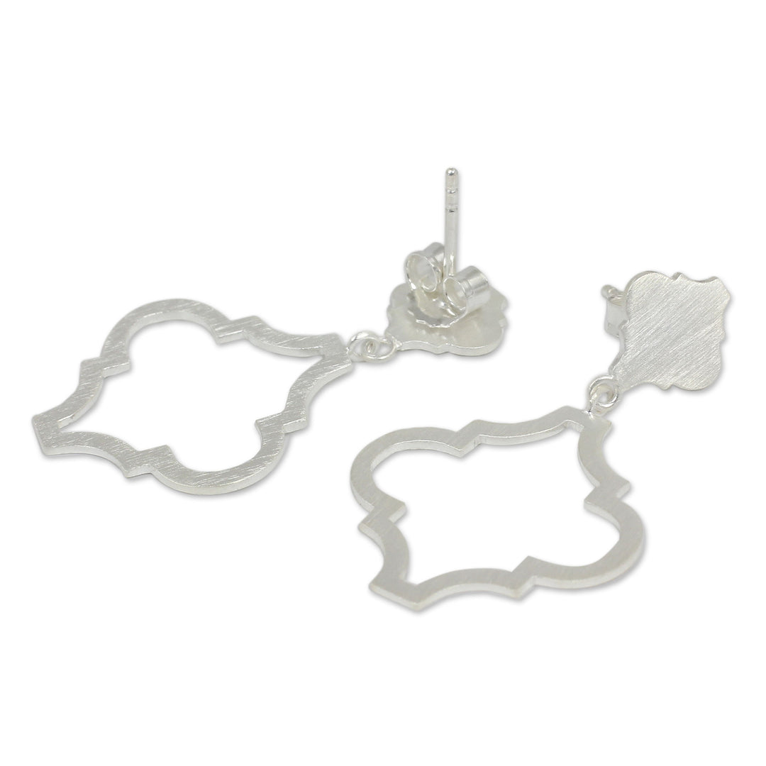 Fair Trade Brushed Silver Post Earrings from Thailand - Classical Ogee