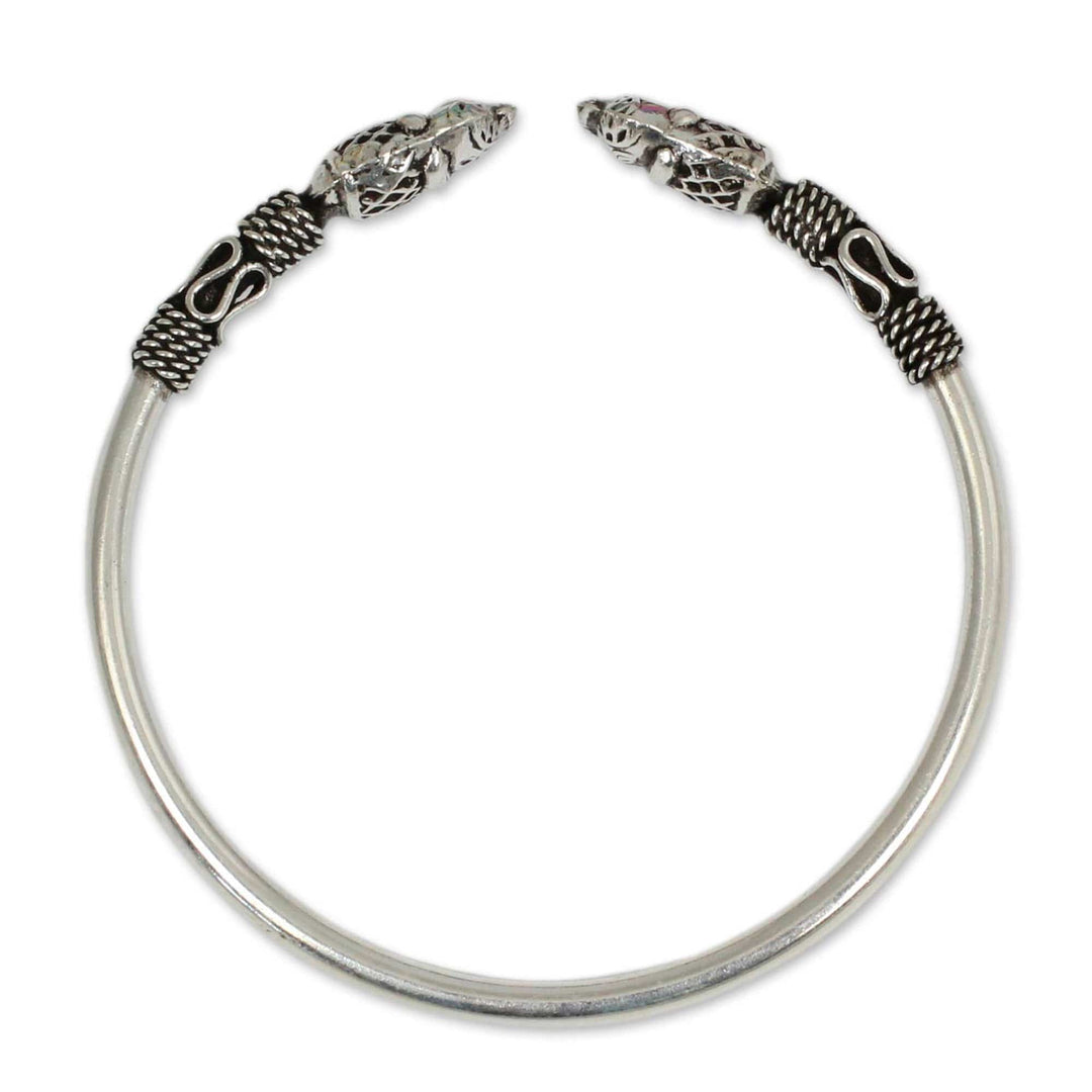 Artisan Crafted Sterling Silver Elephant Cuff Bracelet - Proud Elephant