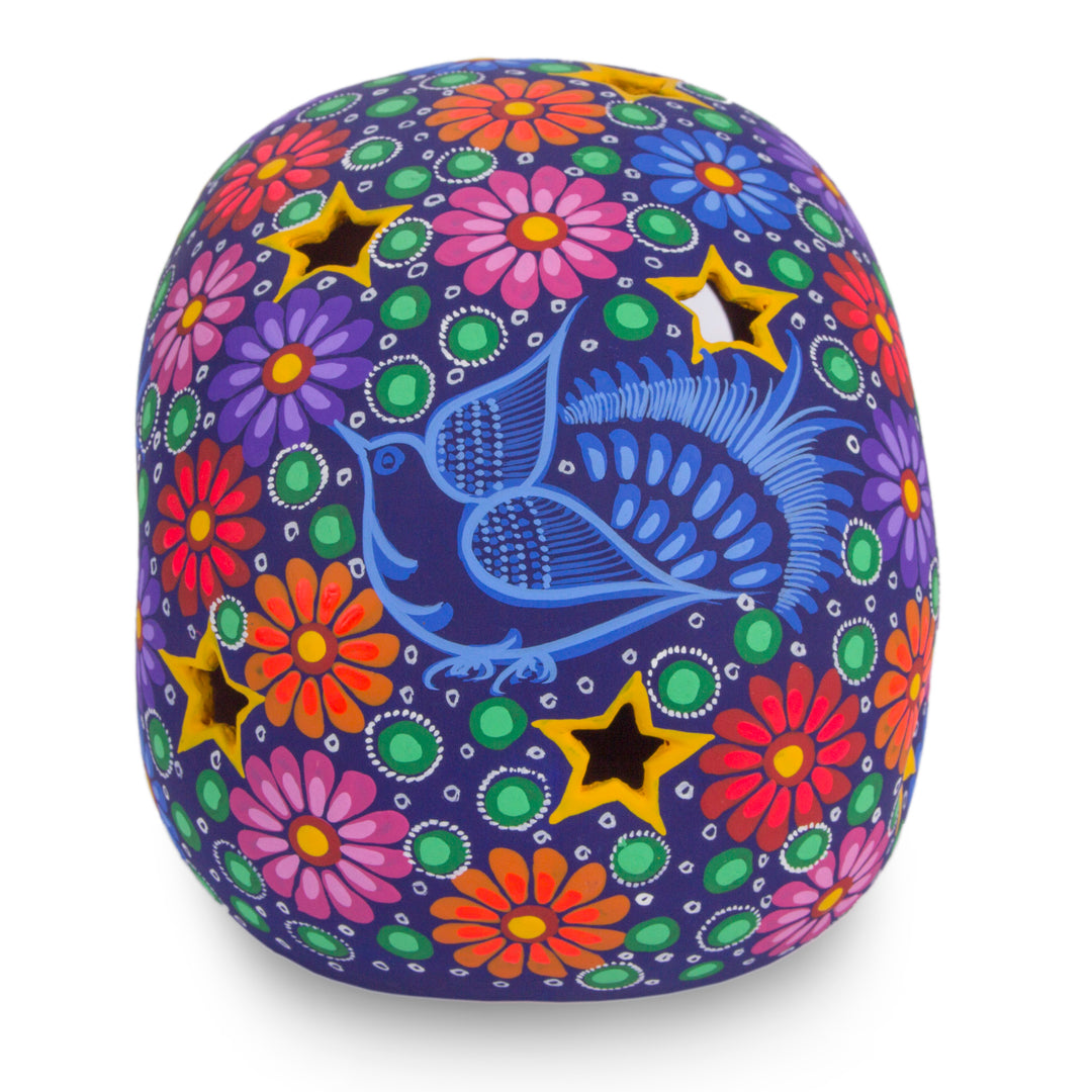 Colorful Ceramic Day of the Dead Skull Sculpture from Mexico - Deadly Beauty