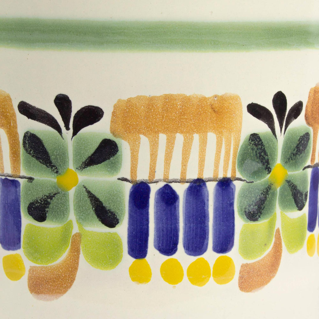 Mexican Hand Crafted Majolica Ceramic Floral Cookie Jar - Acapulco