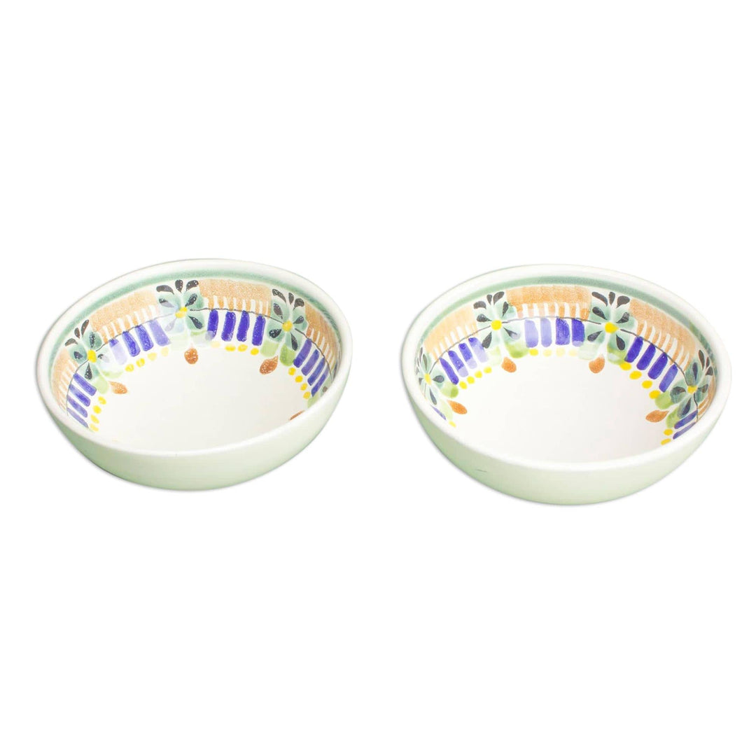 Hand Crafted Ceramic Bowls Talavera Majolica Pottery (Pair) - Acapulco