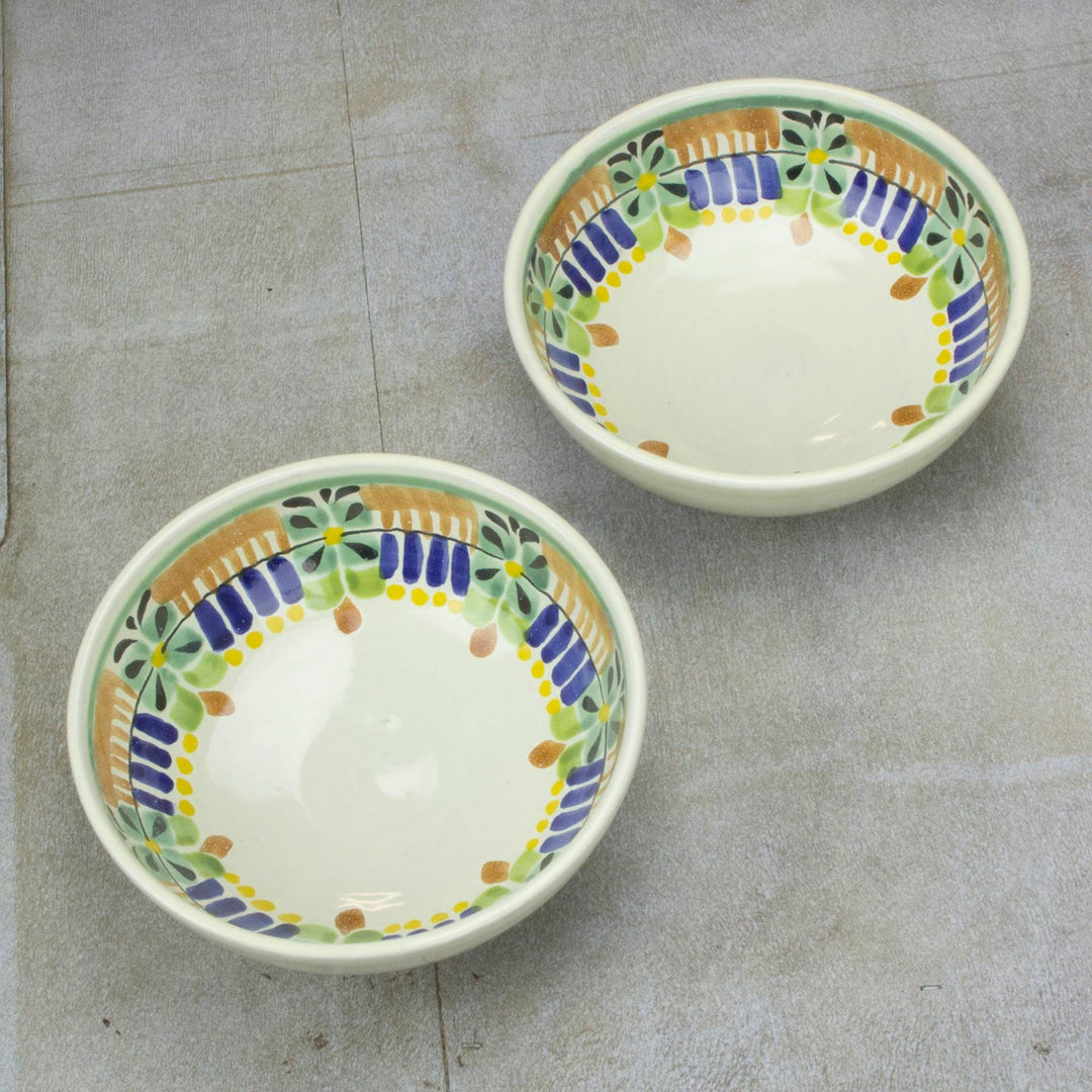 Hand Crafted Ceramic Bowls Talavera Majolica Pottery (Pair) - Acapulco