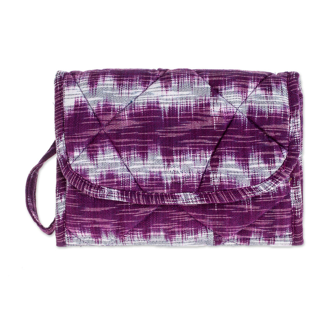 Purple Cotton Hand Woven Multi Pocket Wristlet Bag - Amethyst Twilight