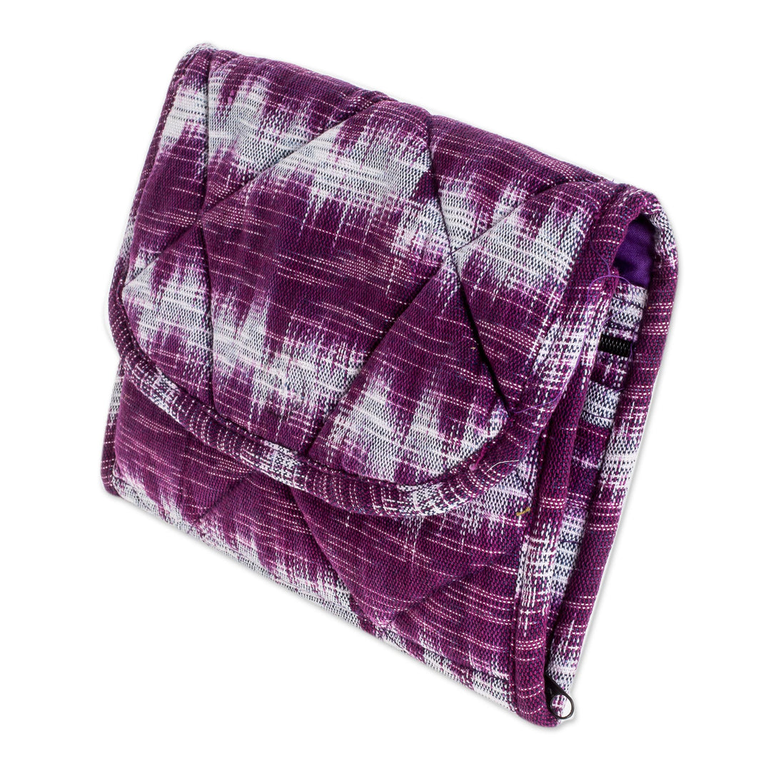 Purple Cotton Hand Woven Multi Pocket Wristlet Bag - Amethyst Twilight