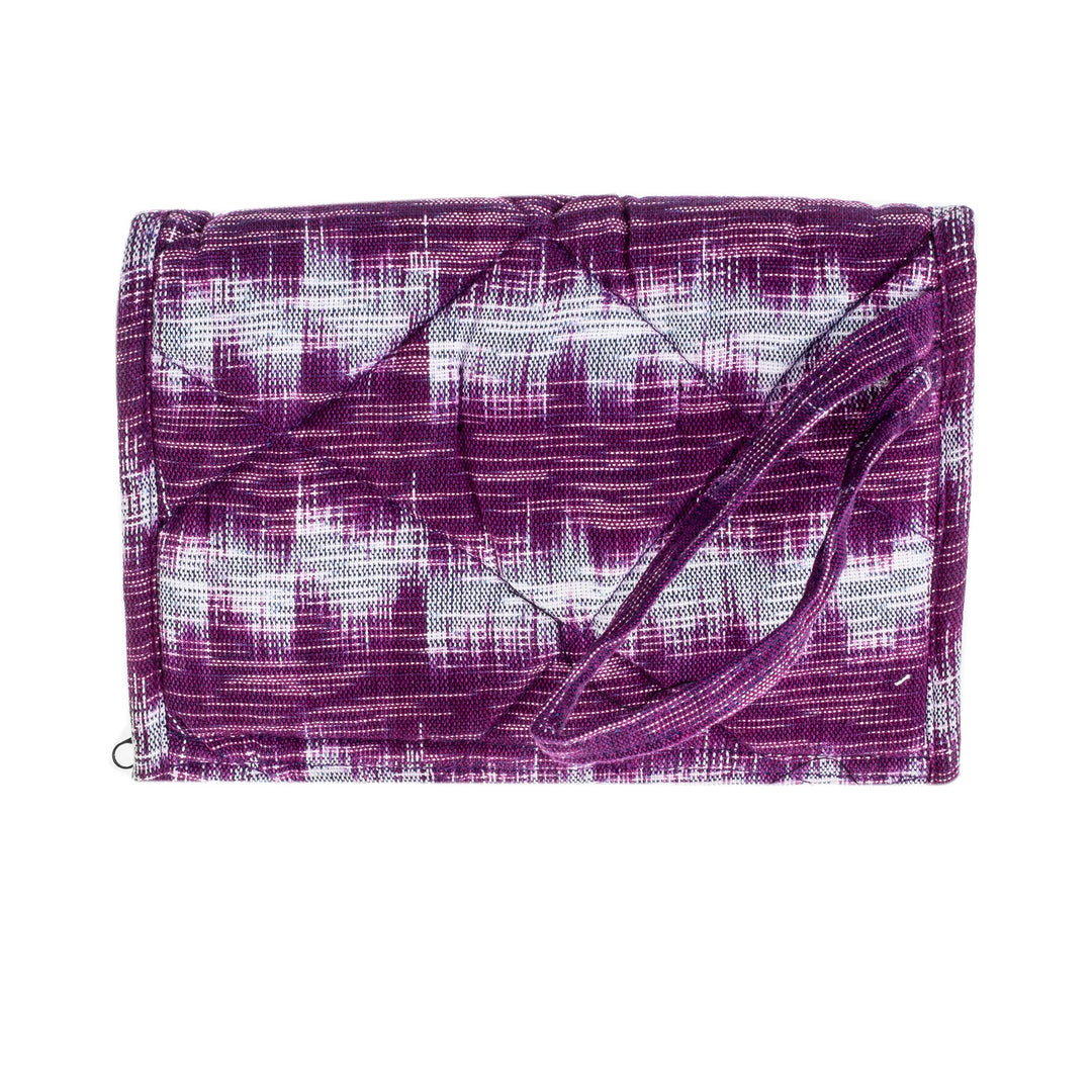 Purple Cotton Hand Woven Multi Pocket Wristlet Bag - Amethyst Twilight
