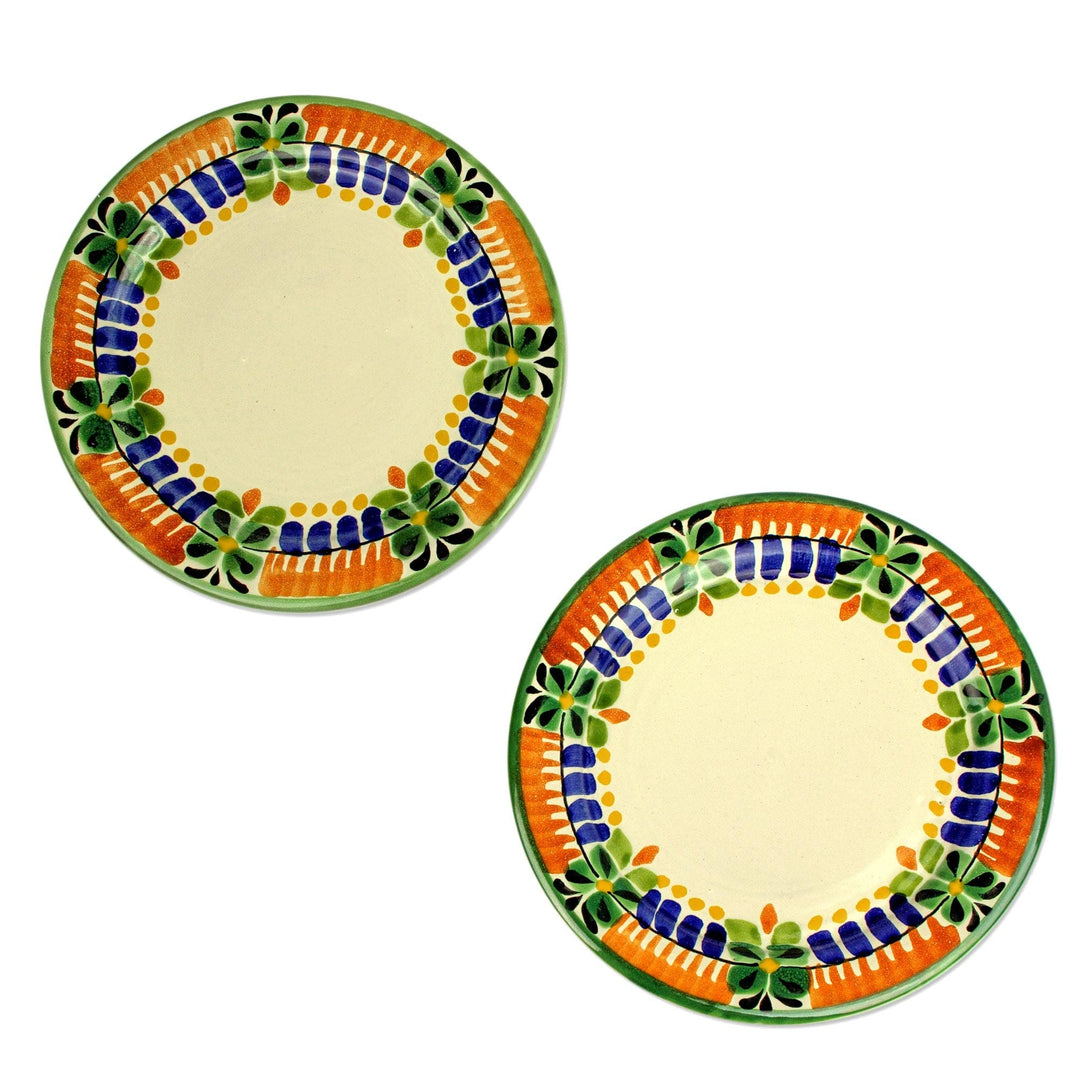 Artisan Crafted Majolica Ceramic Dessert Plates (Pair) - Acapulco