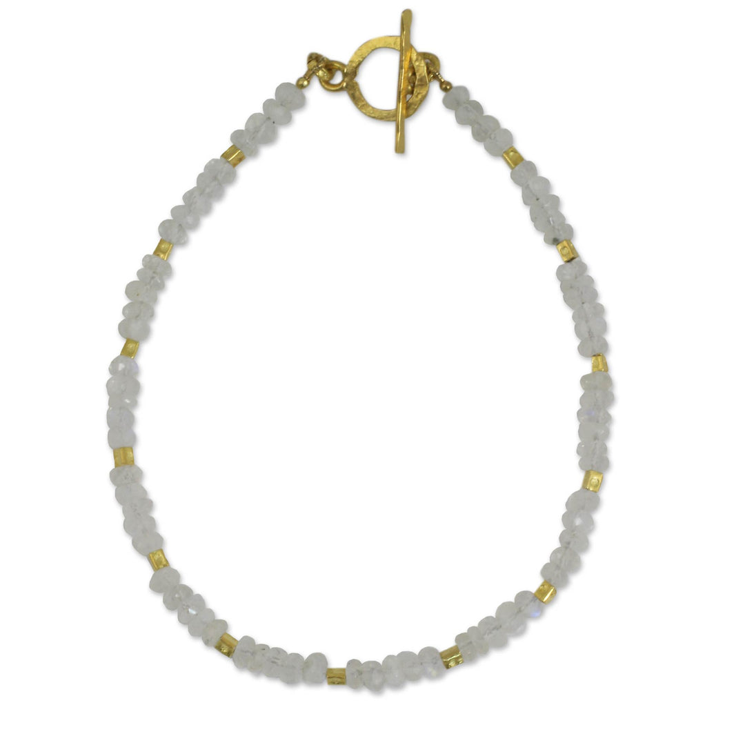 Thai Fair Trade Rainbow Moonstone Bead Bracelet - Simply Fascinating