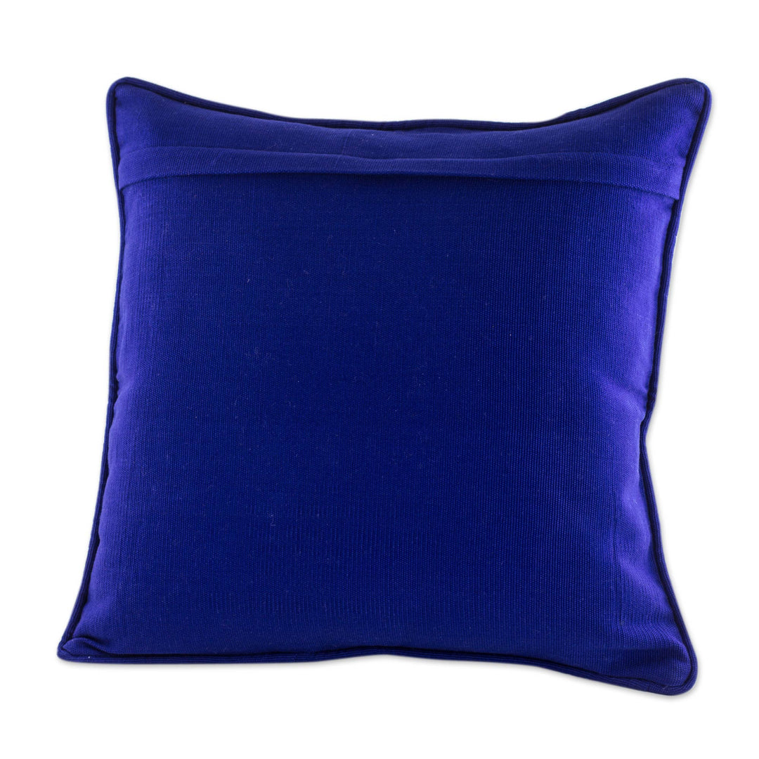 Blue Bird Theme Maya Backstrap Woven Cotton Cushion Cover - Quiche Birds