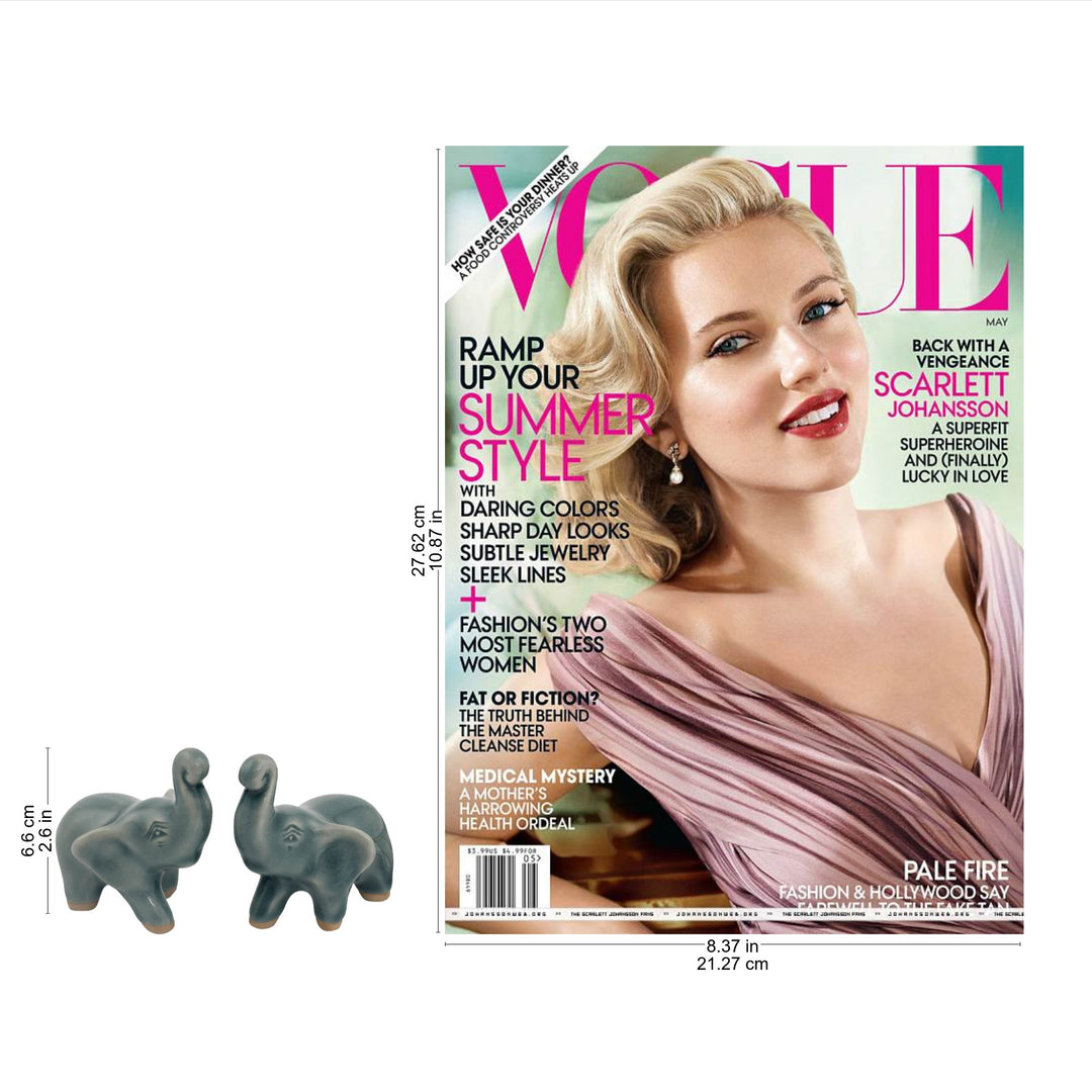 2 Blue Celadon Ceramic Handcrafted Lucky Elephant Figurines - Lucky Blue Elephants