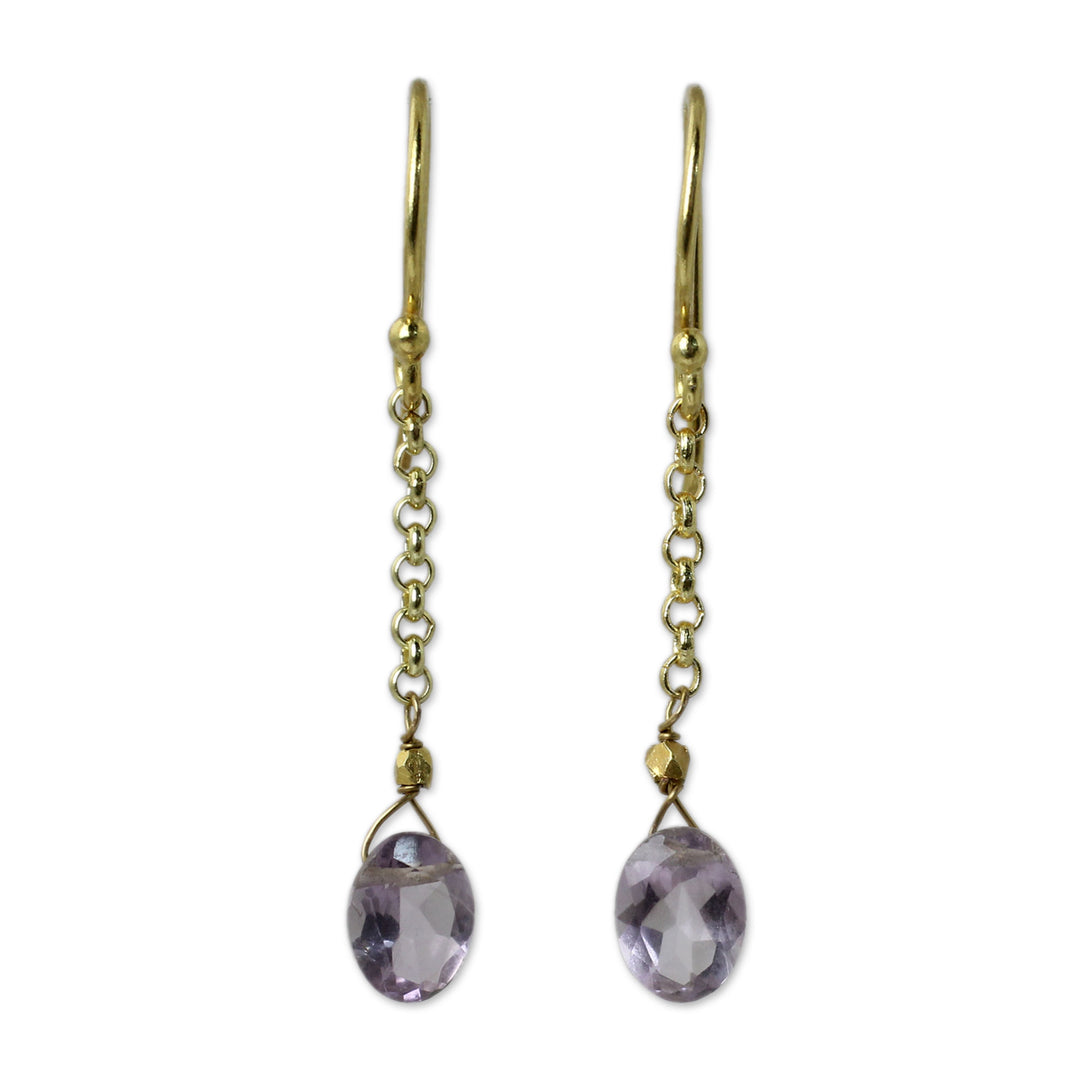 Artisan Crafted 24k Gold Vermeil Amethyst Earrings Thailand - Rising Star