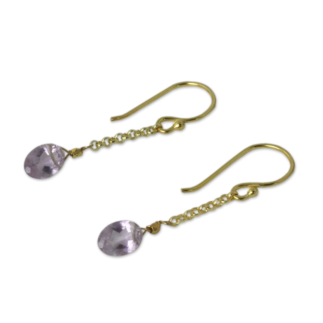 Artisan Crafted 24k Gold Vermeil Amethyst Earrings Thailand - Rising Star